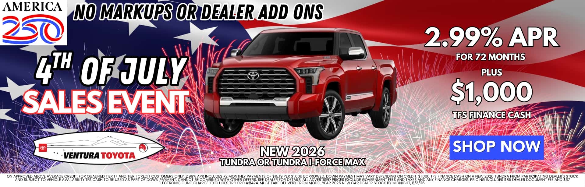 New Tundra APR Deal in Ventura, CA. Near Oxnard, Santa Barbara and Thousand Oaks.