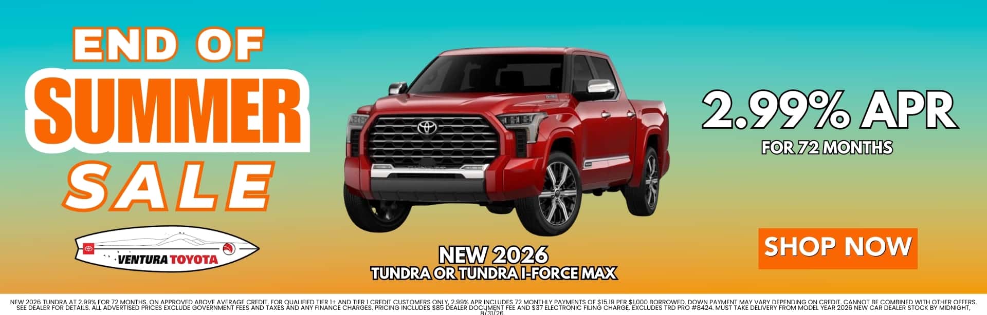 New Tundra APR Deal in Ventura, CA. Near Oxnard, Santa Barbara and Thousand Oaks.