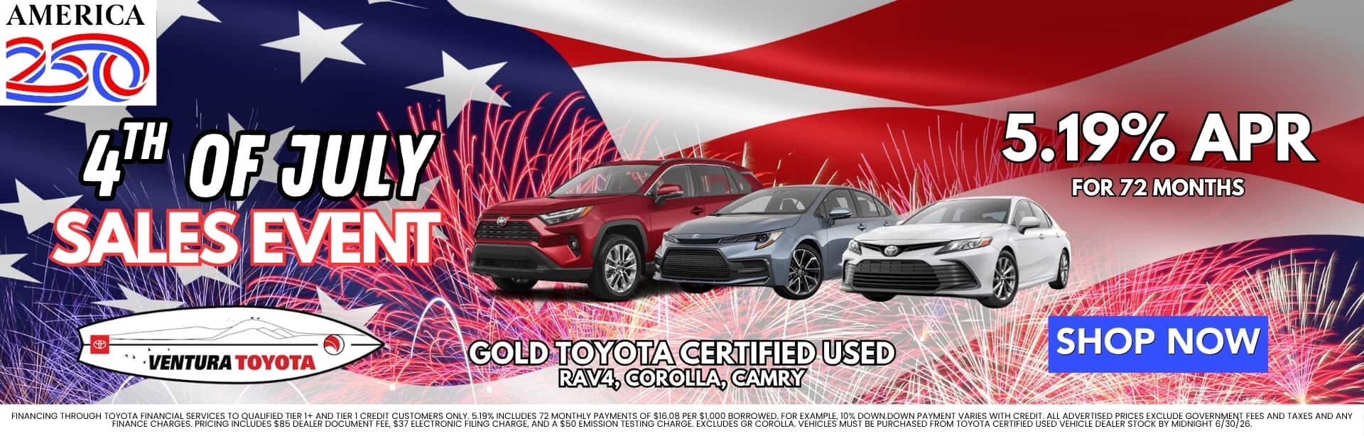 Gold Toyota Certified Used Cars deals in Ventura, Oxnard & Santa Barbara