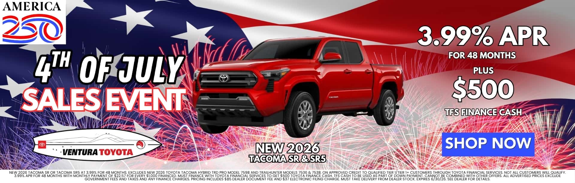 New Tacoma APR Deal in Ventura, CA. Newar Oxnard, Santa Barbara and Thousand Oaks.