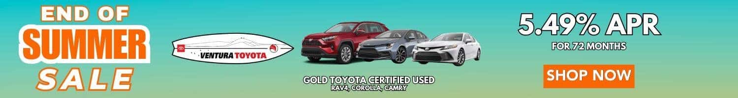 Gold Toyota Certified Used Deals in Ventura, Oxnard and Santa Barbara.