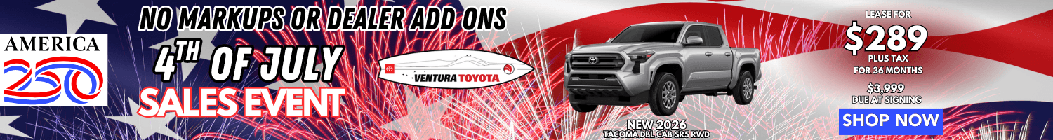 New Tacoma Lease Deal in Ventura, CA. Near Oxnard, Santa Barbara and Thousand Oaks