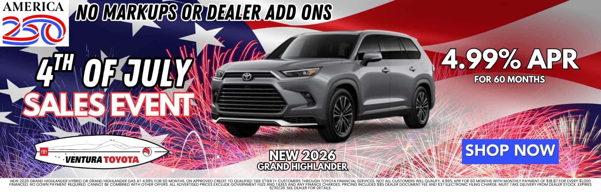 New Grand Highlander APR Special in Ventura. Near Oxnard, Simi Valley, Thousand Oaks and Santa Barbara.
