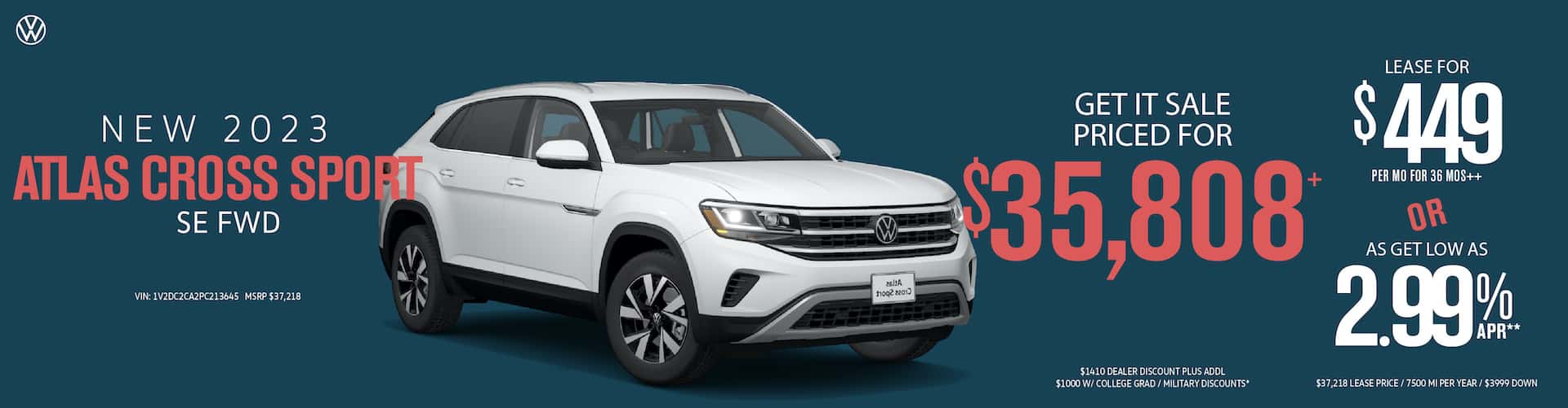 Upgrade to the Atlas Cross Sport during VW Clear Lake's eXchange sale!