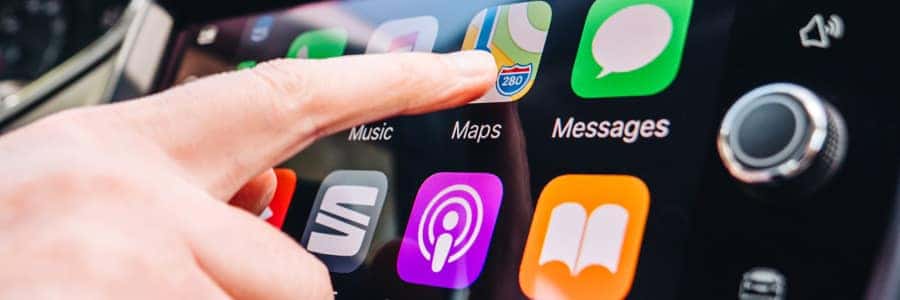 touching the car touch screen to click apple maps