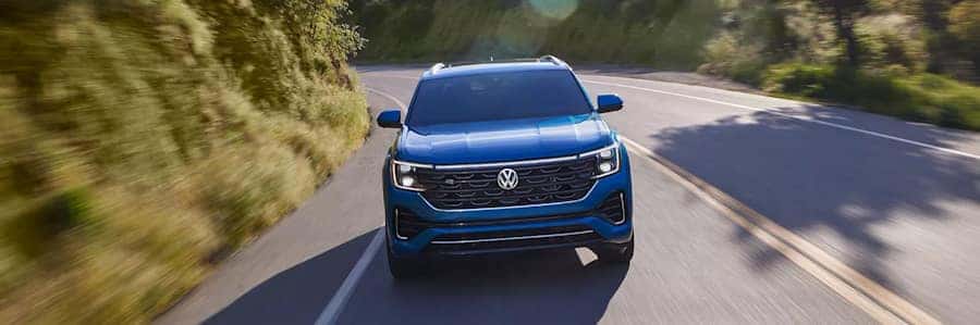 vw atlas cross sport driving up a mountain road