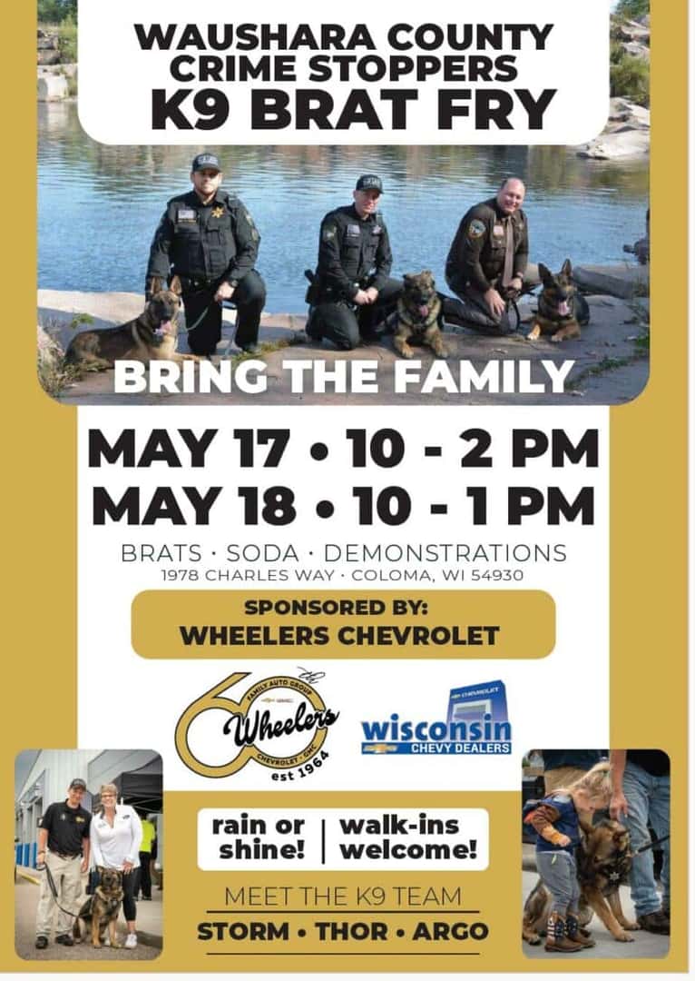 Wheelers of Coloma Will Host Brat Fry to Support Waushara County K9