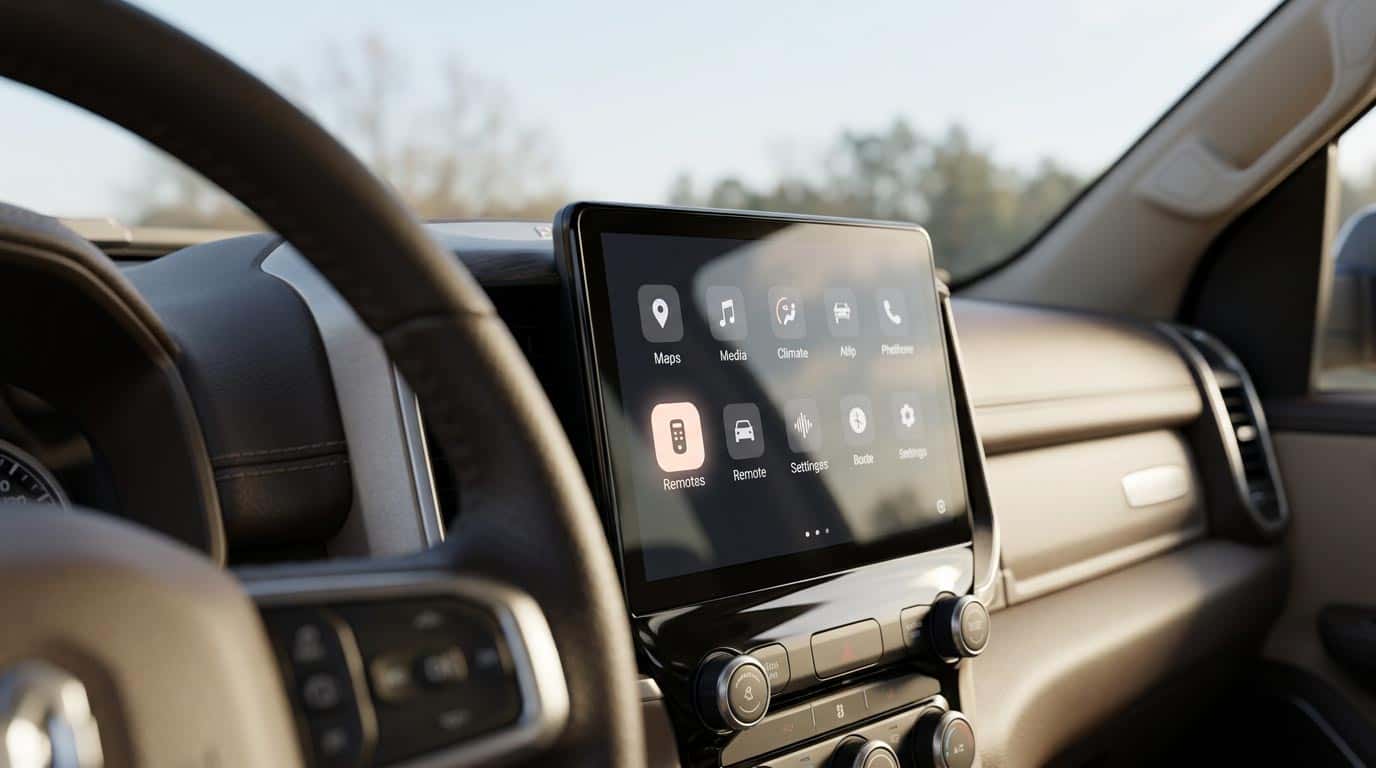 GMC center touchscreen showing the Controls app Universal Remotes menu
