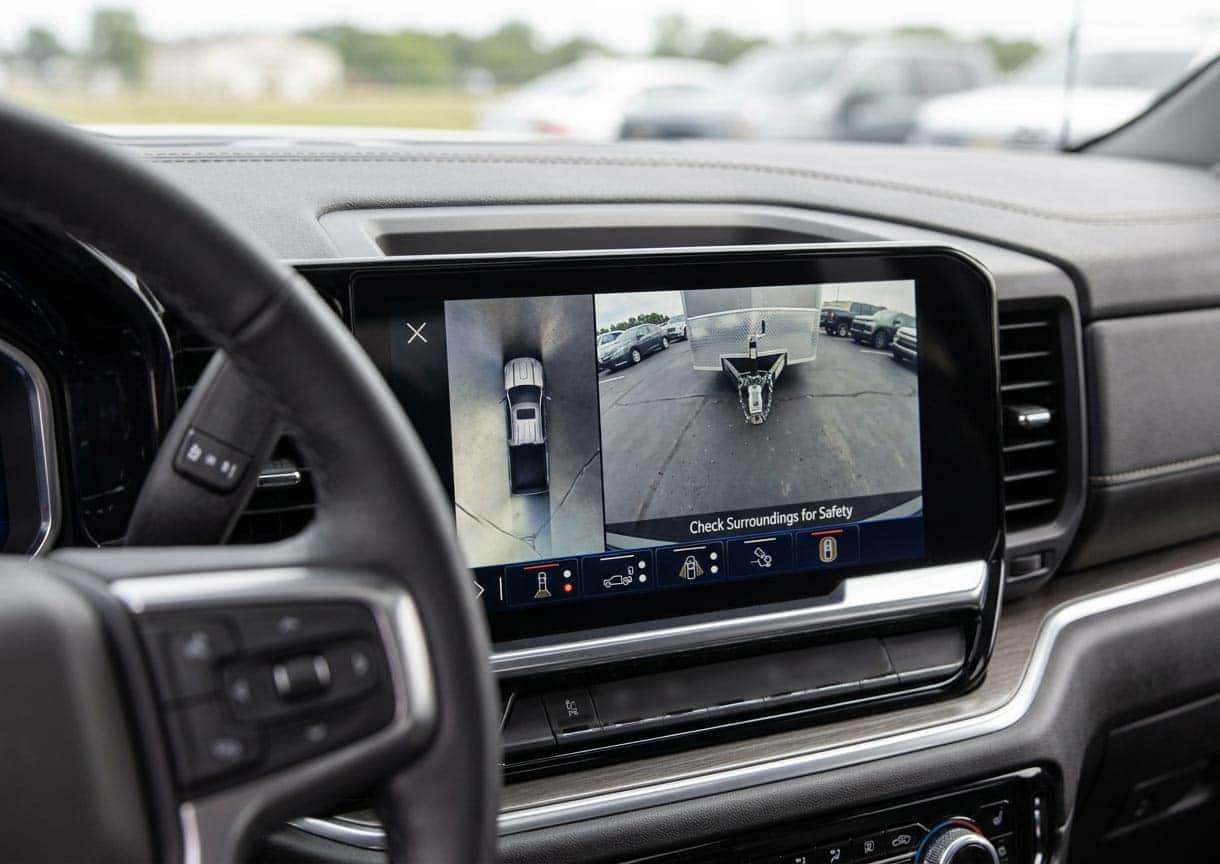 2026 Chevrolet Silverado infotainment screen showing Transparent Trailer View camera feed