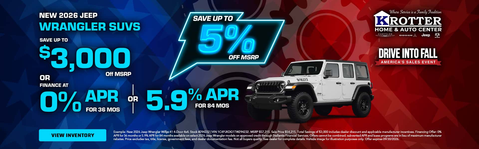 New 2026 Jeep Wrangler SUVs $3,000 off MSRP
