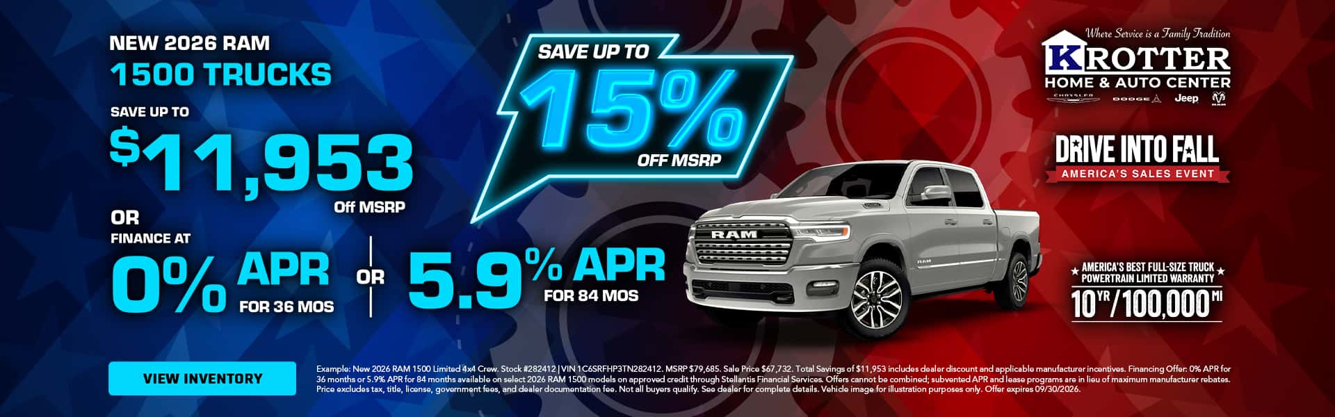 New 2026 RAM 1500 Trucks $11,953 off MSRP