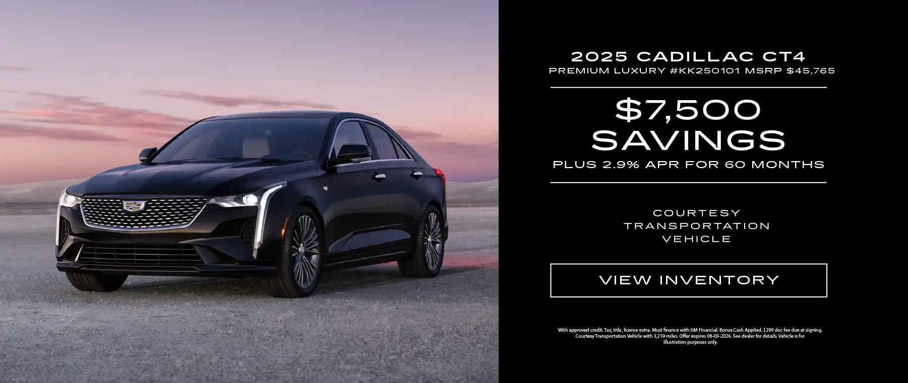 2025 Cadillac CT4 Premium Luxury - $7,500 Bonus Cash Plus 2.9% APR for 60 Months