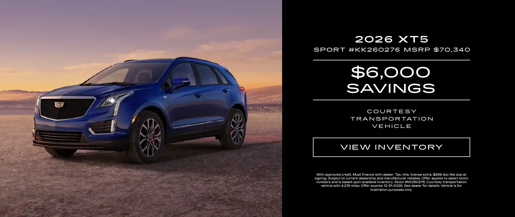 2026 Cadillac XT5 Sport (KK260276) -$6,000 Savings*