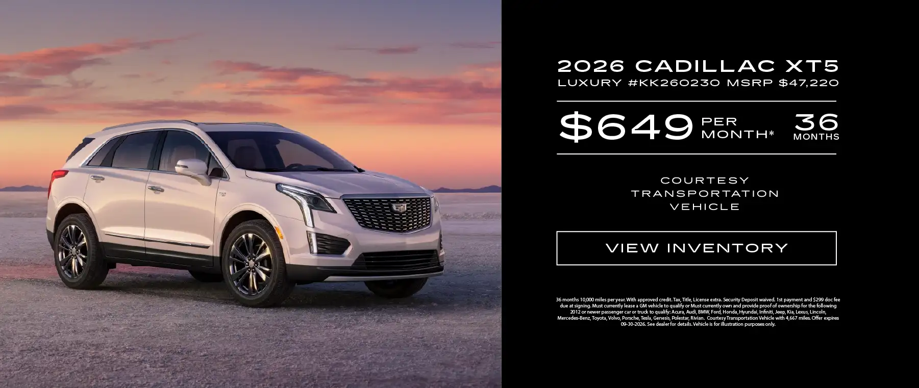 2026 Cadillac XT5 Luxury - Lease for $649 Per Month - 36 Months and 10,000 Miles Per Year